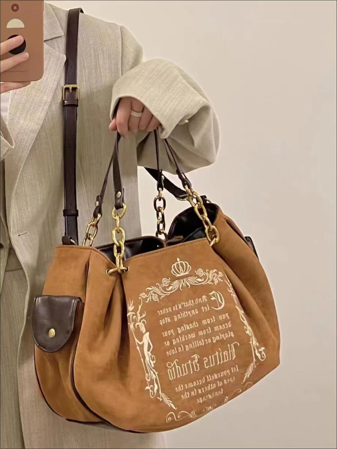 JIAERDI-Bolso de mano Vintage con letras Y2k para mujer, bandolera informal de gran capacidad, estilo gótico, Harajuku