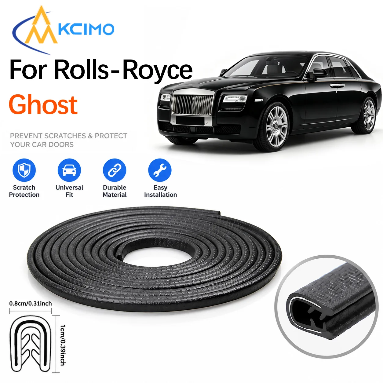 1Pc Car Door Edge Anti‑Collision Rubber Seal Strip For Rolls-Royce Ghost 2010 - 2020 Anti‑Scratch Door Edge Guards Accessories