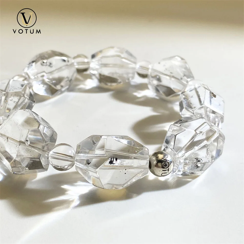 

Votum Natural Faced Herkimer Diamond Bracelet for Women Men White Crystal Healing Yoga Gift Luck Protection Bracelets Jewelry