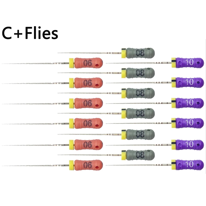 Denspay 6pcs/Box Dental C File Endodontic Endo Root Canal Unclogging Stainless Steel Files 6# 8#10# 12.5# 15#  Root Canal Files