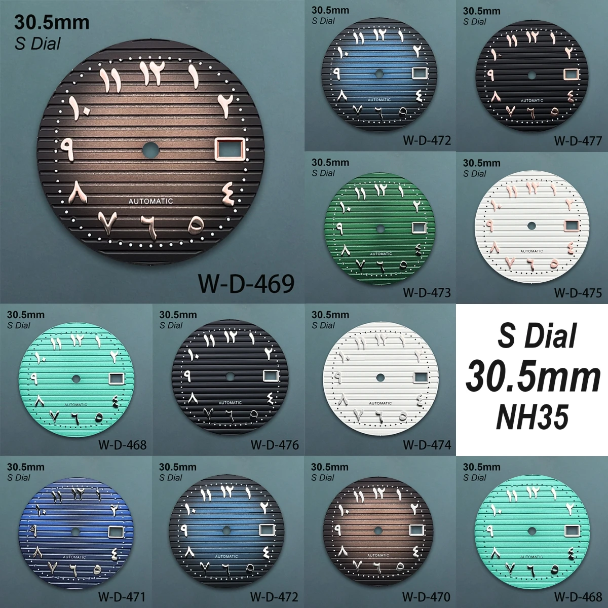 30.5mm Arab S Dial Fit NH35/NH36 Japan Automatic Movement Stripe High Quality For Na utilus Watch Accessories