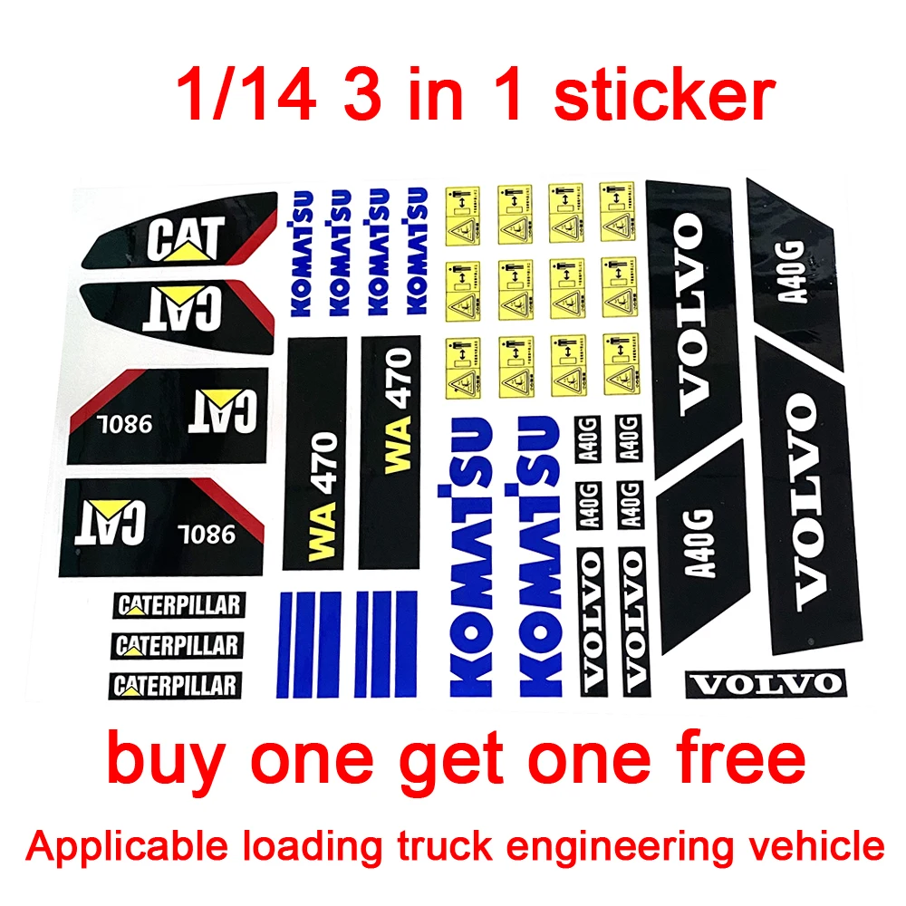 Sticker W470 980L A40G 1/14 Three-in-one Sticker Excavator Loader Construction Vehicle Decoration