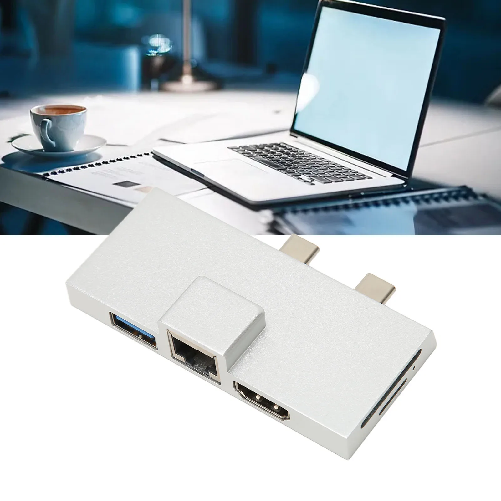 Expansion Hub Dual USB C Expansion Hub Professional 7 Ports Plug and Play 5Gbps Data Transfer USB C Hub for Surface Pro 8 9 X