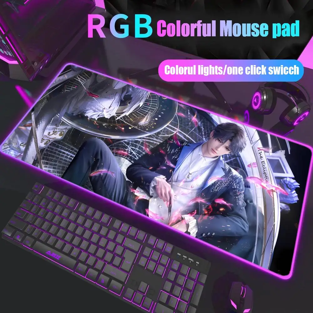 

Love And Deepspace Rafayel Mouse Pad Game Rgb Desk Mat Back Light Led Mousepad Setup Accessories Deskmat Big Mousepad Backlight