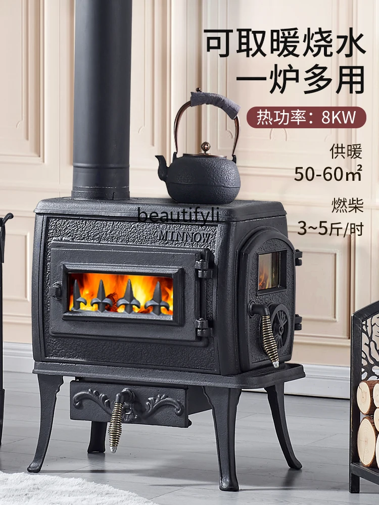 Fireplace New Cast Iron Burning Wood Stove Heating Stove Household Heating Stove Power 8kW