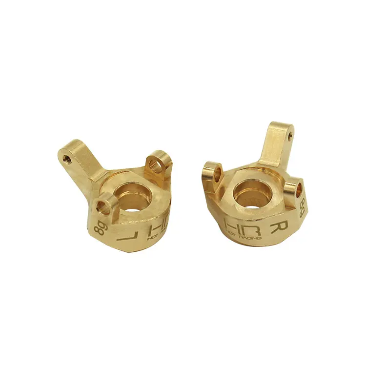 Hot Racing SXTF21H CNC Solid Brass Front Steering Knuckle 8g Each 2pcs with King Pin Bushings for SCX24 Deadbolt 90081