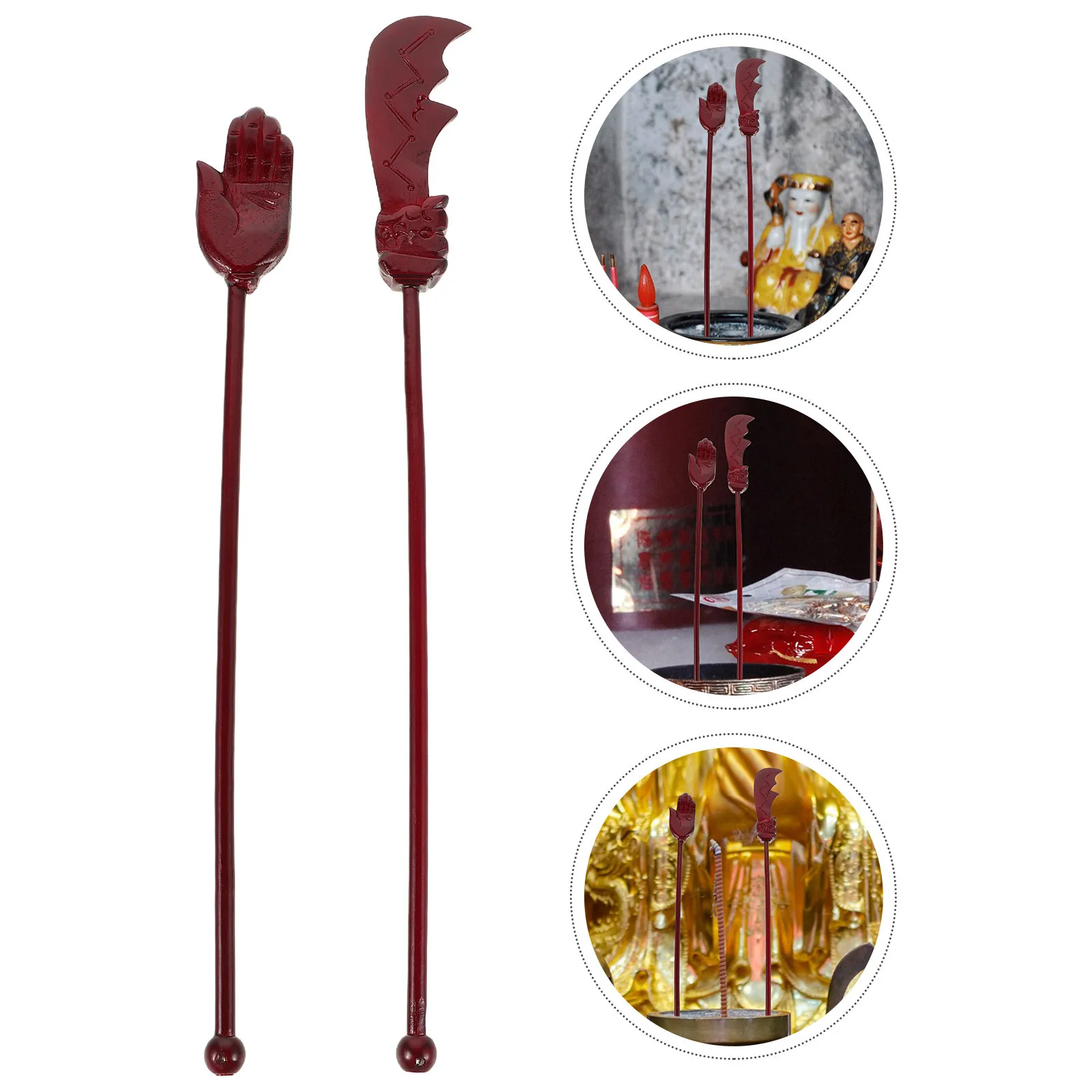 

2Pcs Buddhist Supplies Vintage Wood Sticks Handmade Carved Ebony Sandalwood Hair Forks Altars Temples Accessories