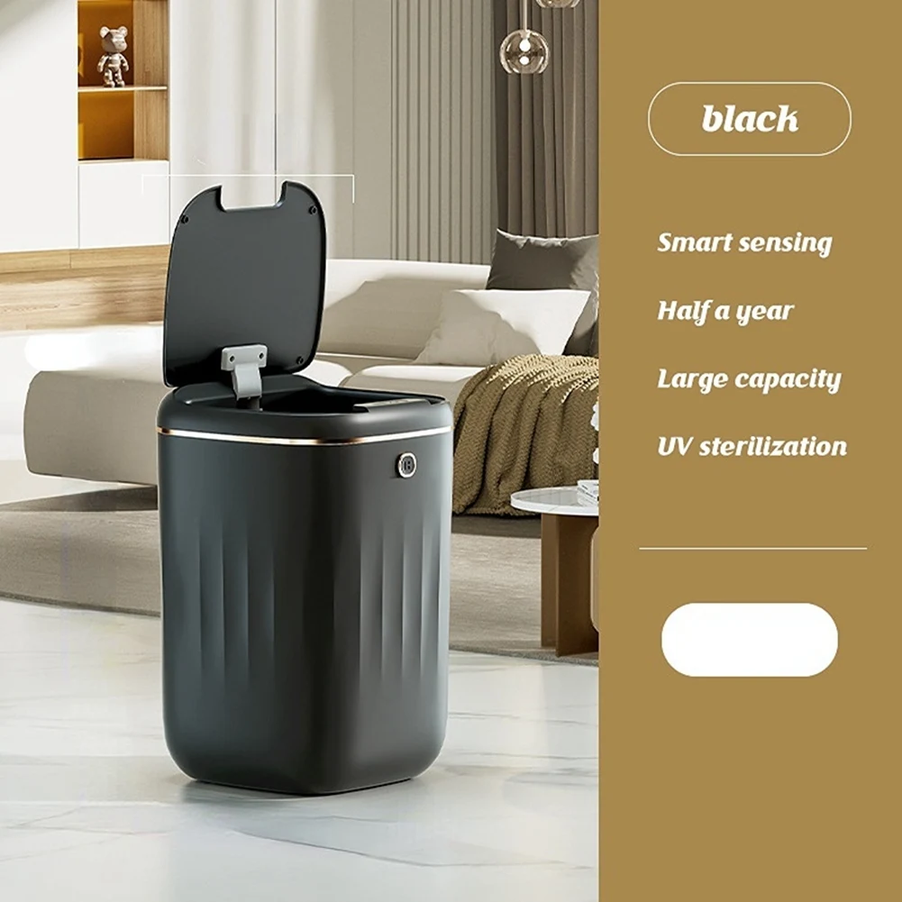 

Smart Trash Can Automatic Waterproof Electric Large Capacity Waste Kitchen Bathroom Toilet Automatic Sensor Black