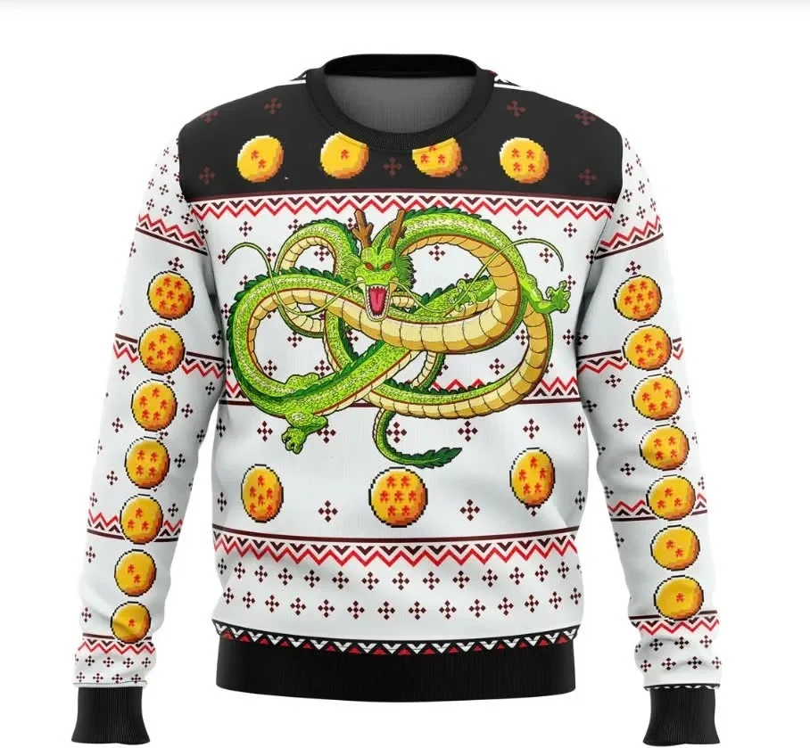 Anime Dragon Ball Charakterbild, 3D-Weihnachtsstil, hässlicher Pullover, Herren-, Kinder- und Erwachsenen-Sweatshirt mit Rundhalsausschnitt, passende Familienkleidung. – Detail 3