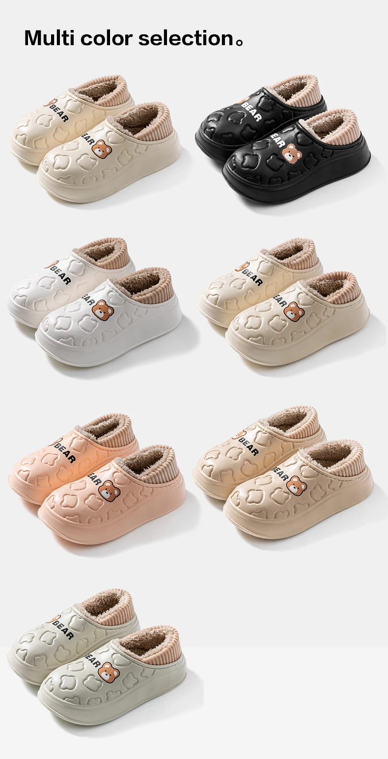 Wasserdichte Winter-Hausschuhe für Damen und Herren, Niedliche Bären-Design, EVA, Warm, Plüsch Gefüttert, Dicke Plattform, Rutschfest, für Innenräume, Schlafzimmer, Pantoffeln – Detail 12