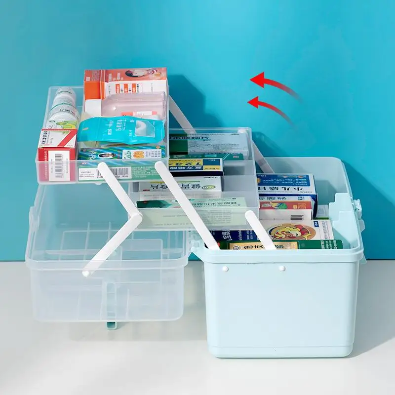 Large Handheld Transparent Three-Layer Storage Box Multi-Shape Home Storage Box Medicine Box Tool Box Jewelry Box Organizer