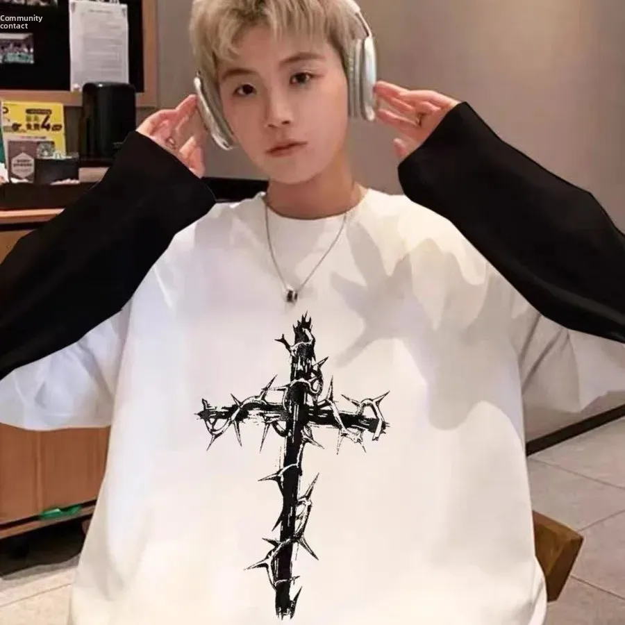 للجنسين طاقم الرقبة تي شيرت الصيف نمط جديد عصري متعدد الاستخدامات عادية جولة الرقبة الأعلى للرجال والنساء إلكتروني طباعة بسيطة Desi