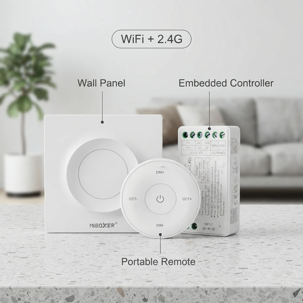 Miboxer FUT035W+ K1 K2 K2S 2-in-1 WiFi+2.4GHzRF Tuya Smart APP Sprachsteuerung PWM-Controller für ein-/zweifarbige LED-Streifenbeleuchtung