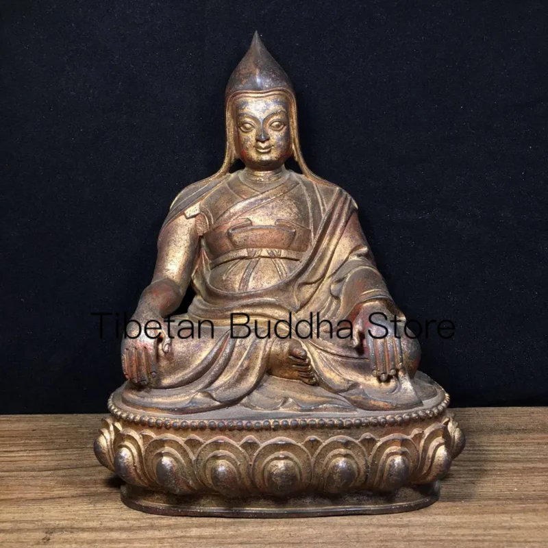 

23.5cm Old Tibetan Bronze Body Pure Copper Tibetan Buddhist Master Kabpa