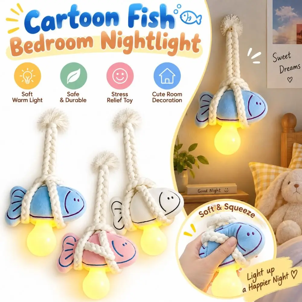 Cartoon Fish Bedroom Nightlight Hanging Cotton LED Bedside Lamp Warm Light Children's Room Ambient Light for Home Decoration