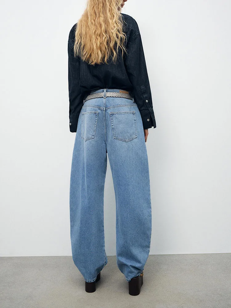 

High Waist Wide Leg Jeans Women's Faionable Spring New Arrival Curved Silhouette Tapered Pants Long Zipper Closure
