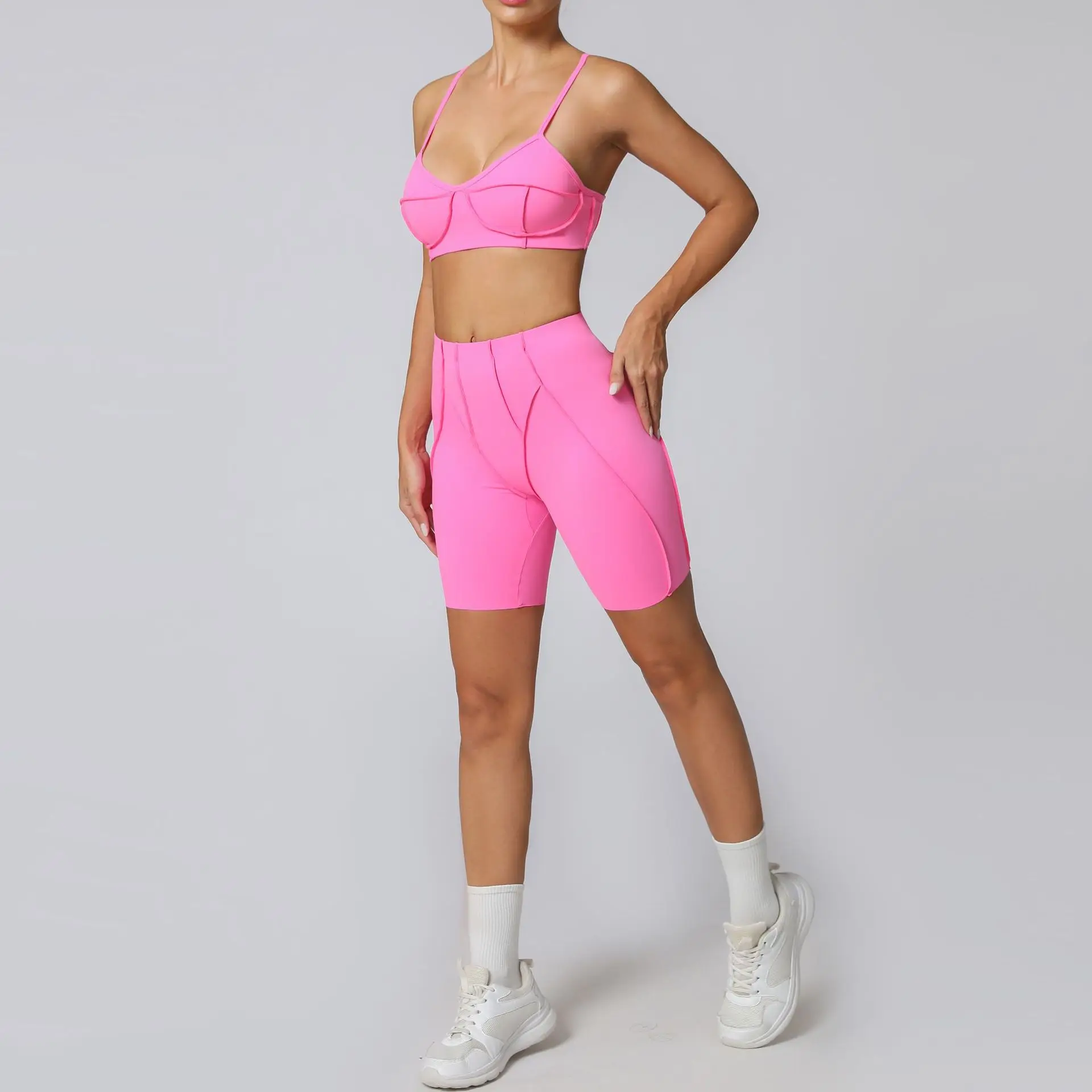 New Yoga Set Women Tracksuit Workout Short Athletic Suit Gym Push Up Legging Fitness Bra Sports Wear Active Wear