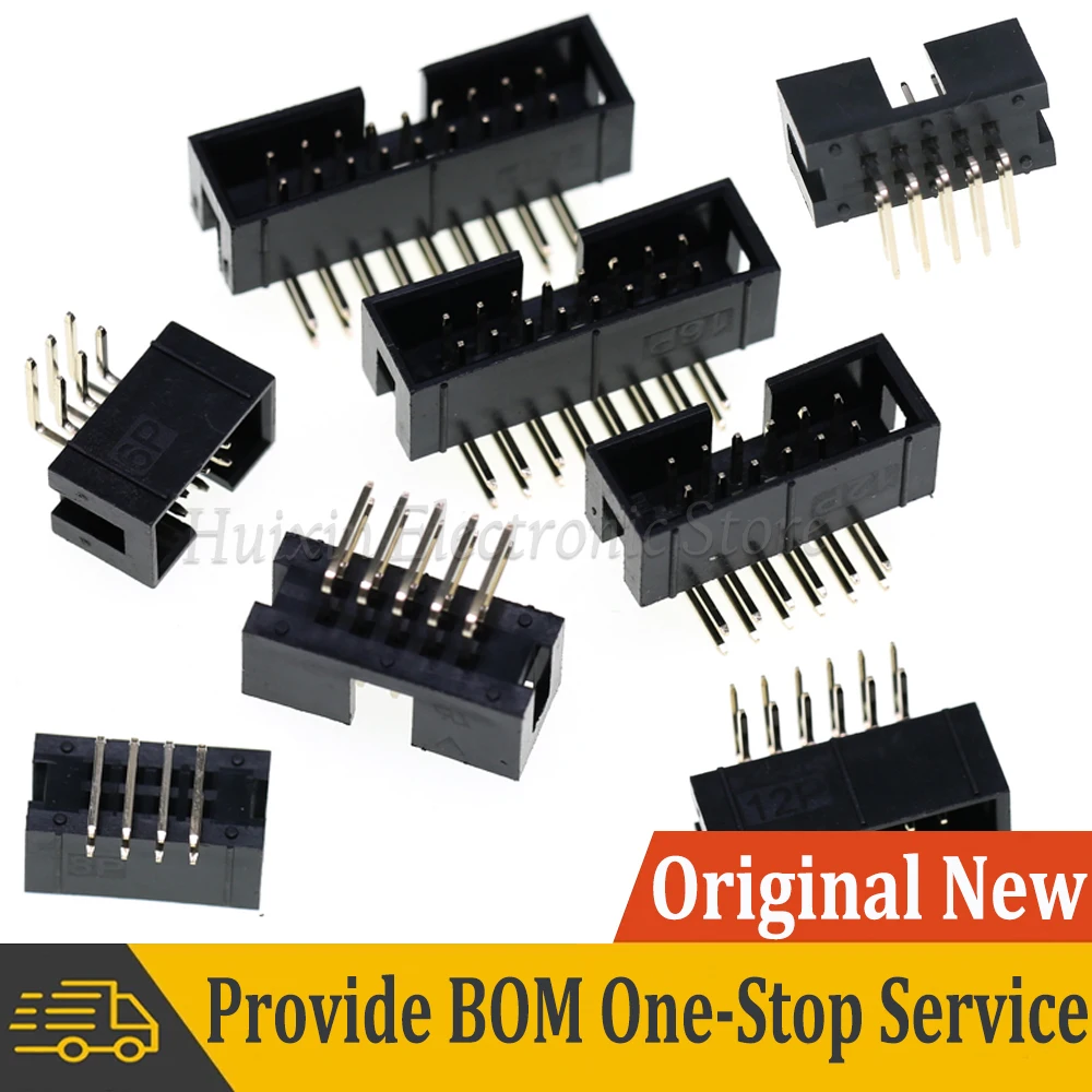 5 قطعة 2.54 مللي متر الملعب الزاوية اليمنى DC3 IDC صندوق رأس 6 8 10 14 16 20 26 30 34 40 50 64 دبوس صف مزدوج ذكر موصل مقبس #2