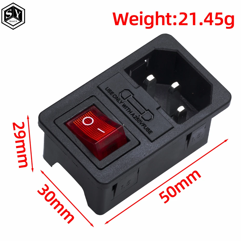 1PCS AC-01 Embedded Triplex 1 Belt Light With Switch Fuse 3 Hole Power Socket