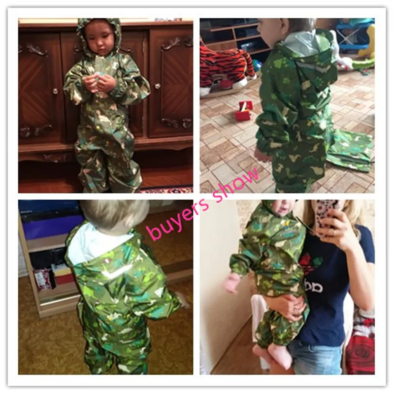 Dinosaur Boys Raincoat For Children Hood Waterproof Rain Coat Jumpsuit Rainsuit Students Baby Raingear