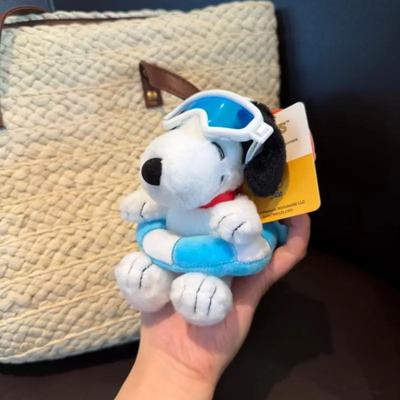 12Cm Authentic Youmai Snoopy Swimming Circle Raincoat Backpack Pendant Jeans Belt Clip Plush Decoration Doll Christmas Gift