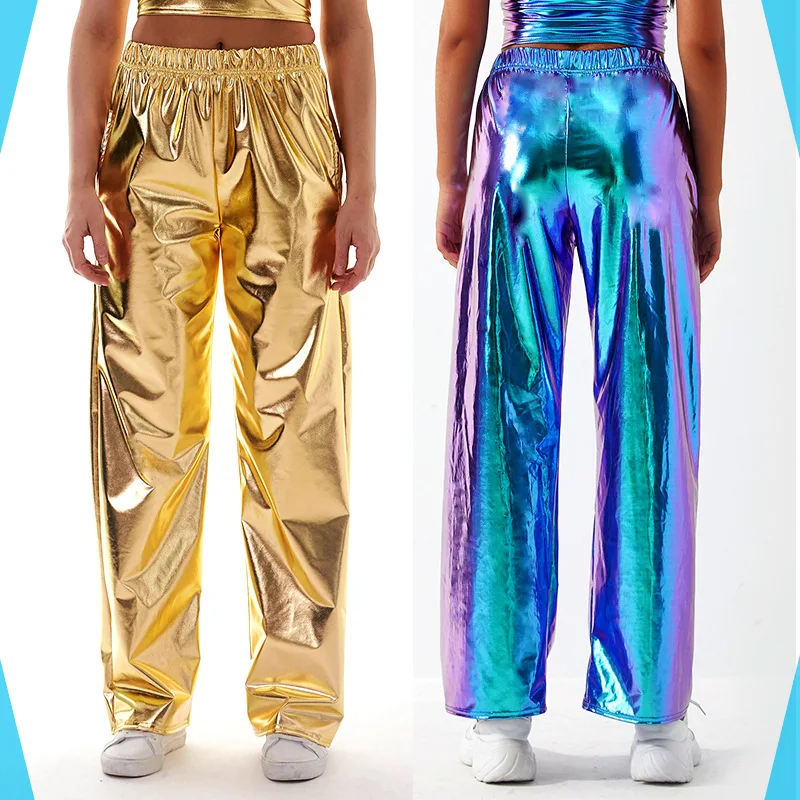 2026 Women Fashion Aurora Laser Gradual Change High Waist Straight Pants, Thin Female Stretch Trousers, 2025 New