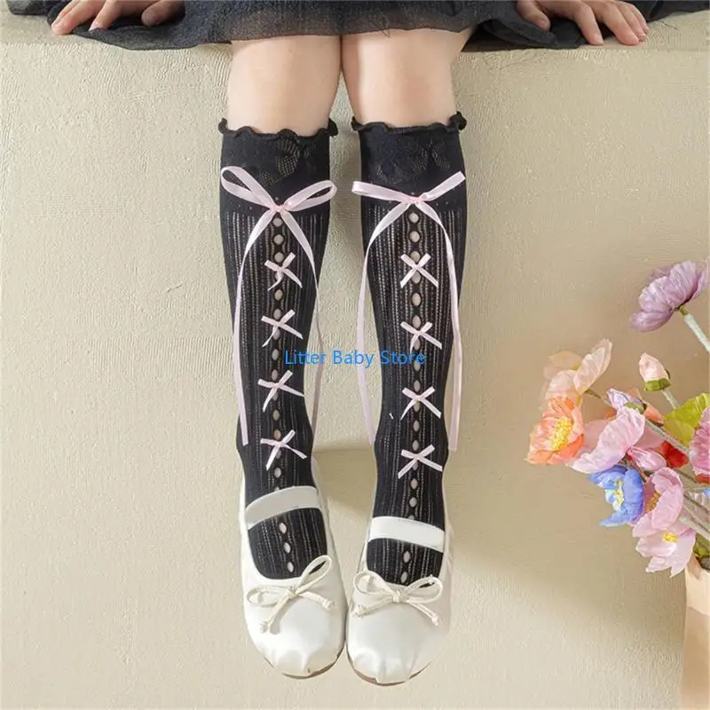 N80C Stylish Sweet Inspired Middle Calf Socks Under Knee for Girls Aged 3 to 13 Years