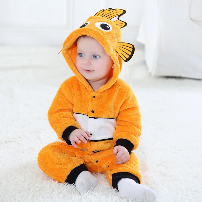 Infant Baby Pajamas Clownfish Onesies Nemo Kigurumi Newborn Cartoon Cosplay Costume for Halloween Kids One -Pieces Pijamas