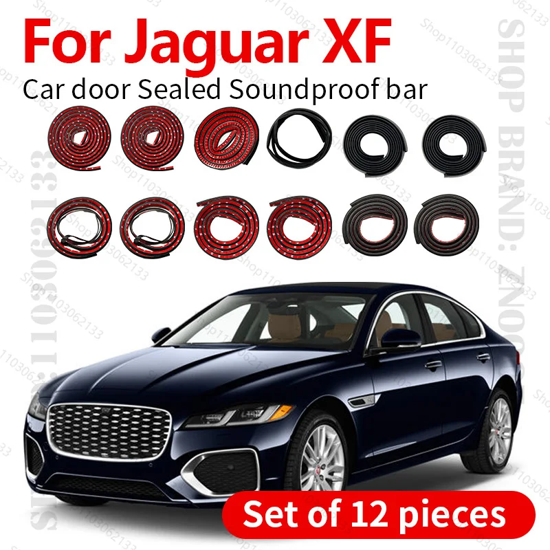 

For 2007-2025 Jaguar XF X260 Car Door Seal Strip Rubber Double Layer Sealing Protector Soundproof Dustproof Seal Strip 12PCS Set