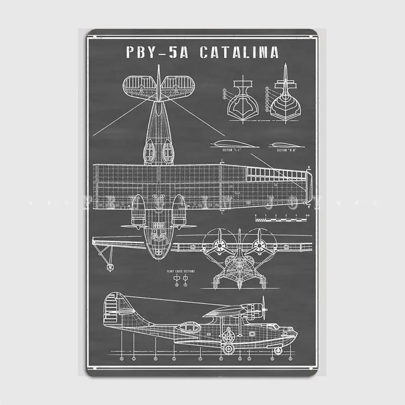 Pby Catalina Navy Seaplane Metal Sign Club Party Party Design Garage Decoration Tin Sign Poster