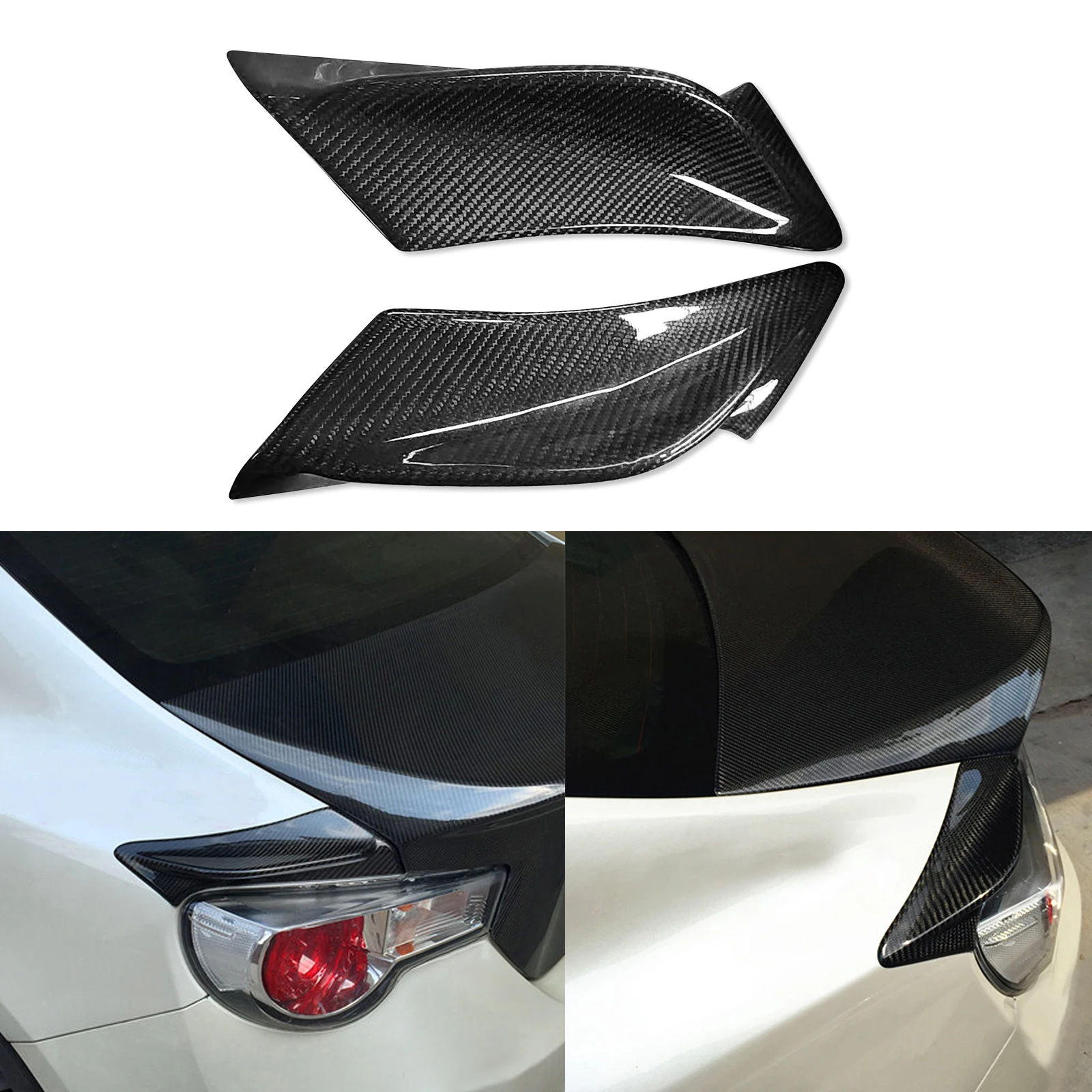 Carbon Fiber Rear Tail Lamp Side Spoiler Wing Cover For Toyota GT86 BRZ 2013-19