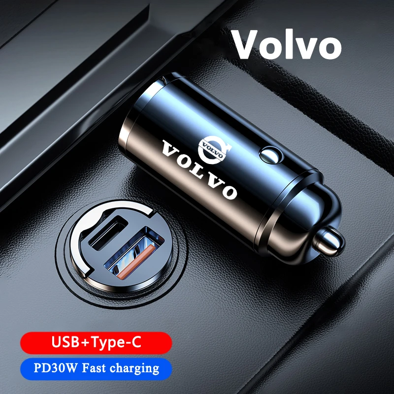 Car Charger USB Type-C Fast Charging Adapter Auto Accessories For Volvo Xc60 Xc90 V40 V60 S60 V50 V90 S80 C40 XC40 V70 XC70 C30