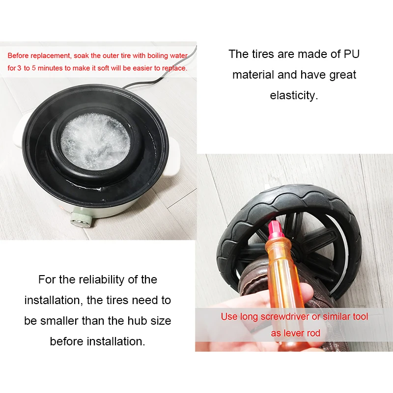 Pneu de roue de Buggy pour poussette Uppababy Vista V1 V2, couvercle de pneu avant ou arrière en PU Tubeless Direct bébé, accessoires de remplacement de poussette