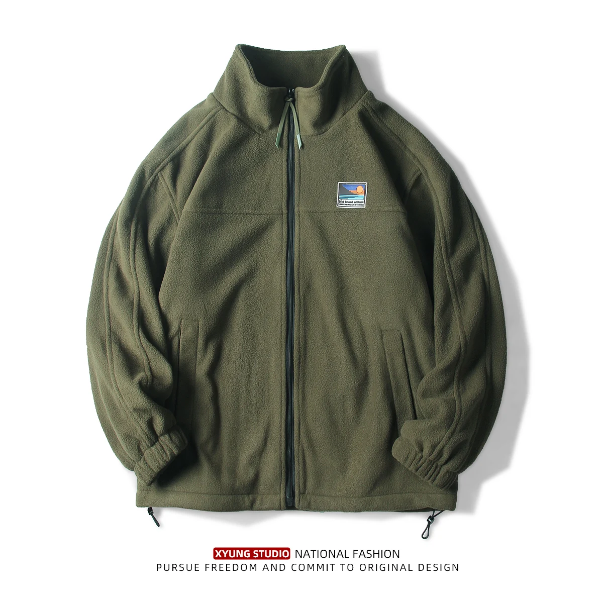 

Мужская демисезонная куртка с флисовой подкладкой и капюшоном, повседневная верхняя одежда для активного отдыха, молодежная модная ветрозащитная водонепроницаемая куртка на молнии