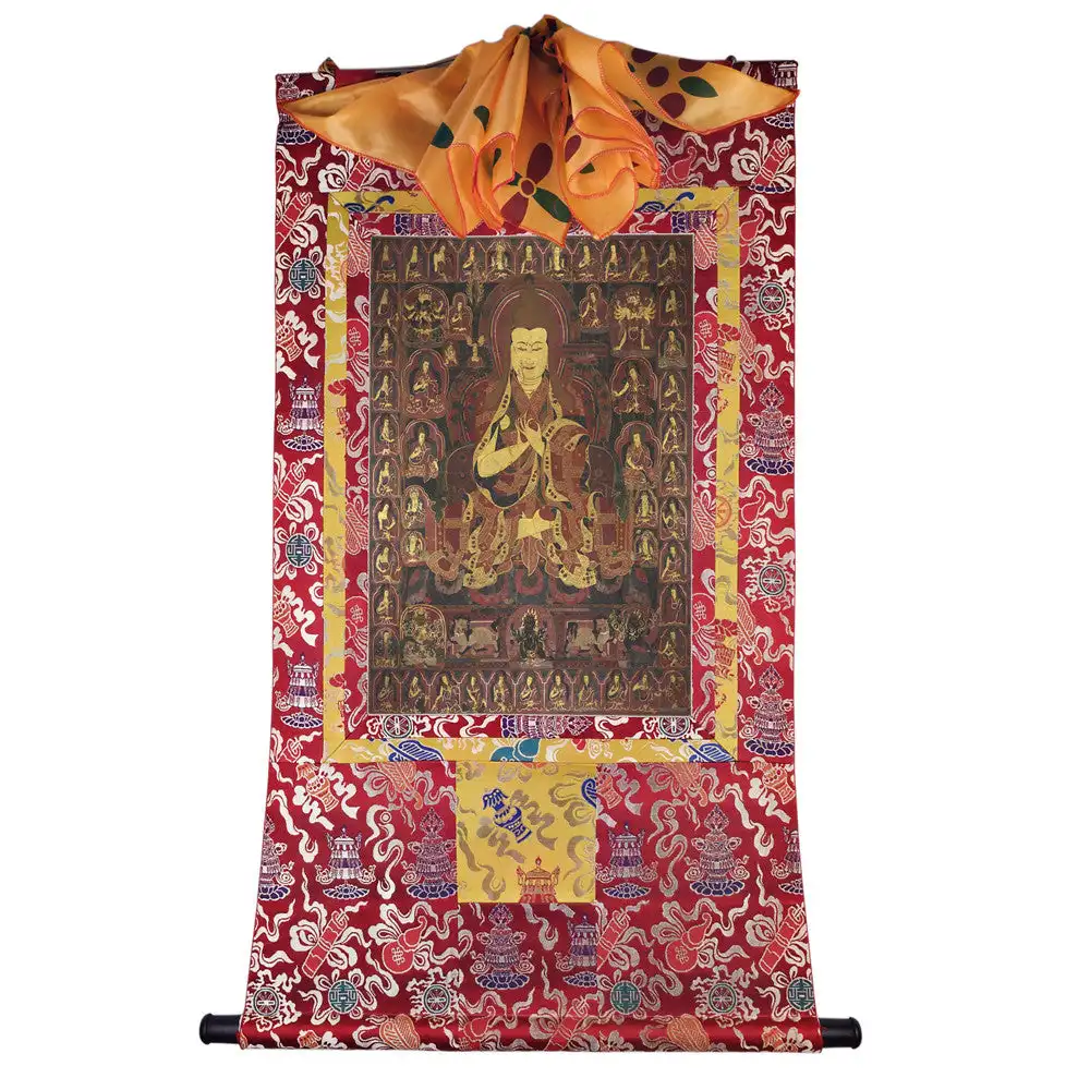 Tsongkhapa Thangka (17th Century Old Version),Gandhanra Tibetan Buddhist Thangka Art,Giclee Printed and Hand Framed,47