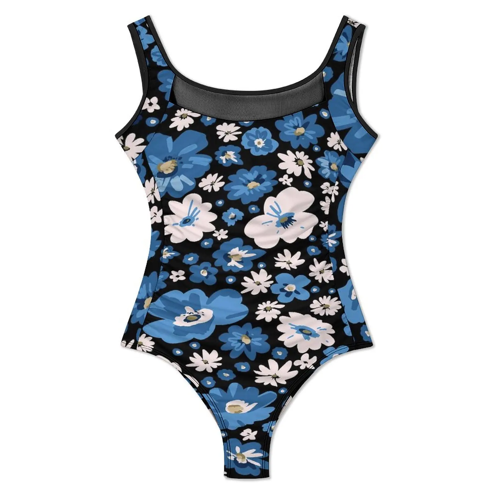 Daisies Floral Swimsuit Cute Flowers Print Push Up Swimwear One-Piece Beach Bathing Suits Bodysuit Sexy Beach Outfits Large Size