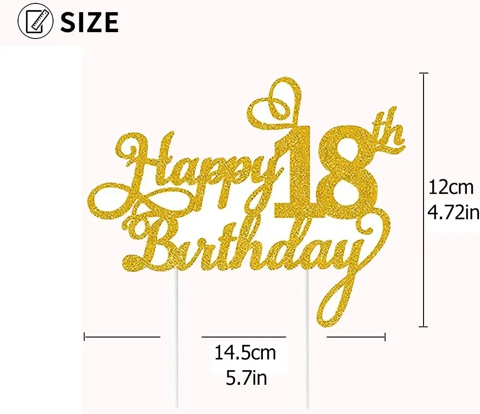 5PCS Happy Birthday Cake Topper 1st 18th 21th 30th 40th 50th Age   Decoration Party Favors Supplies Baby Shower