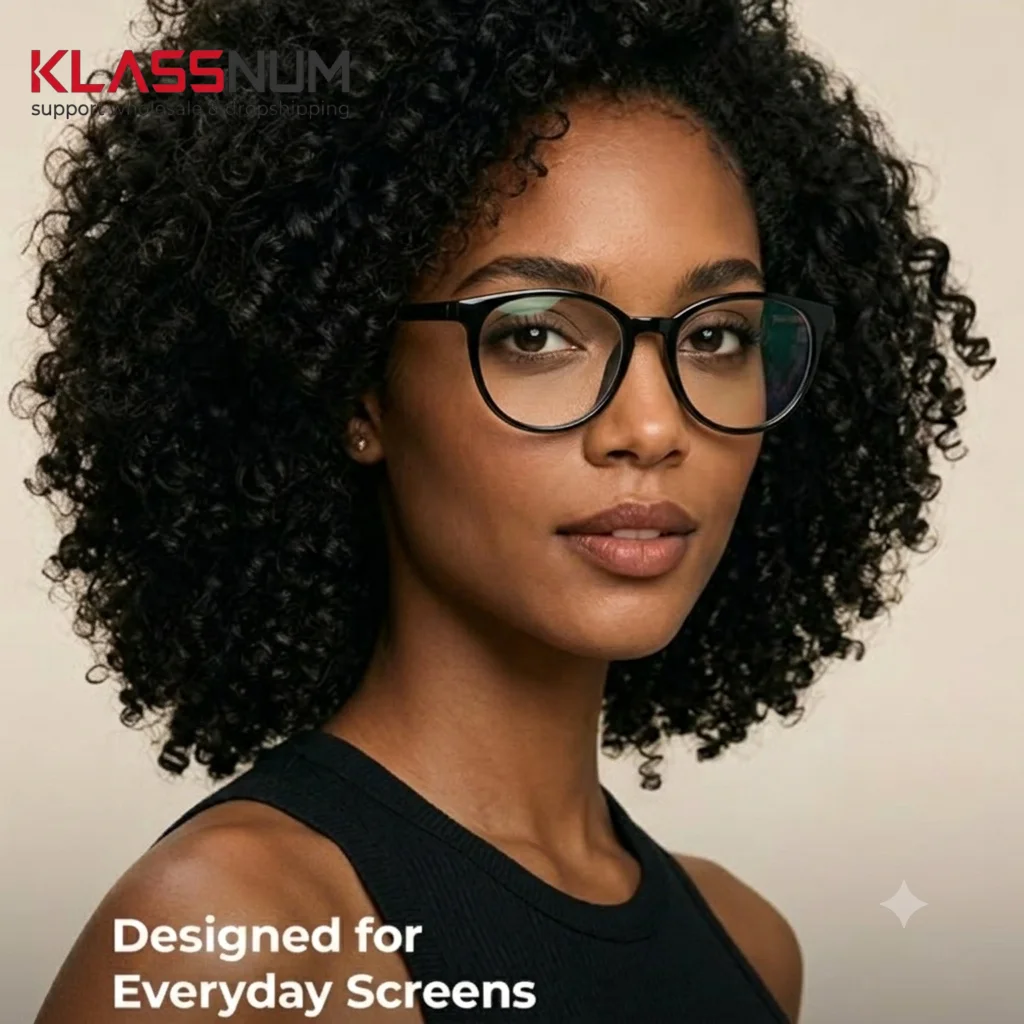 KLASSNUM Retro Round Plastic Frame Eyeglasses Blue Light Blocking Glasses Men Women Anti Blue Light Optical Spectacle Flat Lens