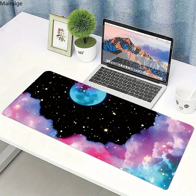 

Starry sky, moon, stars, clouds Mouse pad Keyboard Mats Deskpad Large Universe Space Gaming Mousepad 400x900 Extended Deskmat