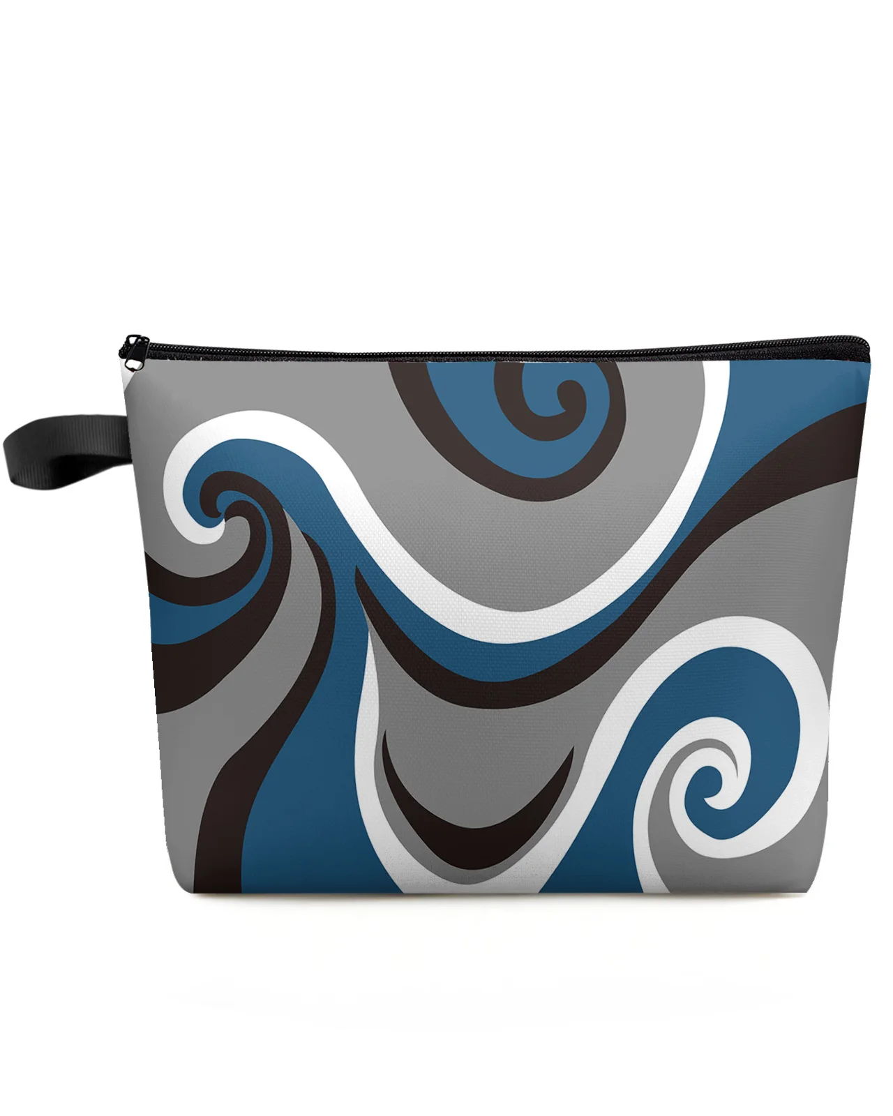 Contemporary Abstract Whirlpool Blue Makeup Bag Pouch Travel Essentials Women Cosmetic Bags Toilet Organizer Storage Pencil Case