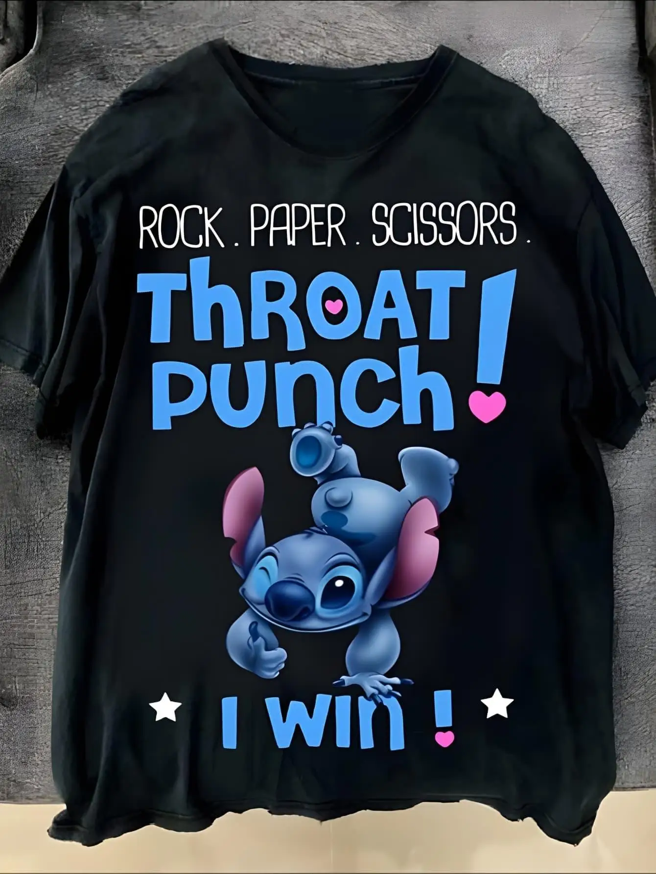تيشيرتات Stitch Throat Punch للرجال والنساء بأكمام قصيرة مطبوعة للصيف من Disney Fun