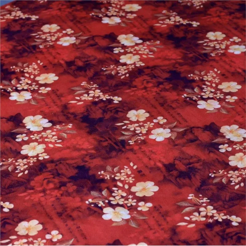 

Бархатная ткань для одежды с цифровой печатью, новый хлопок в китайском стиле, домашний текстиль позолота и кирпично-красный цвет