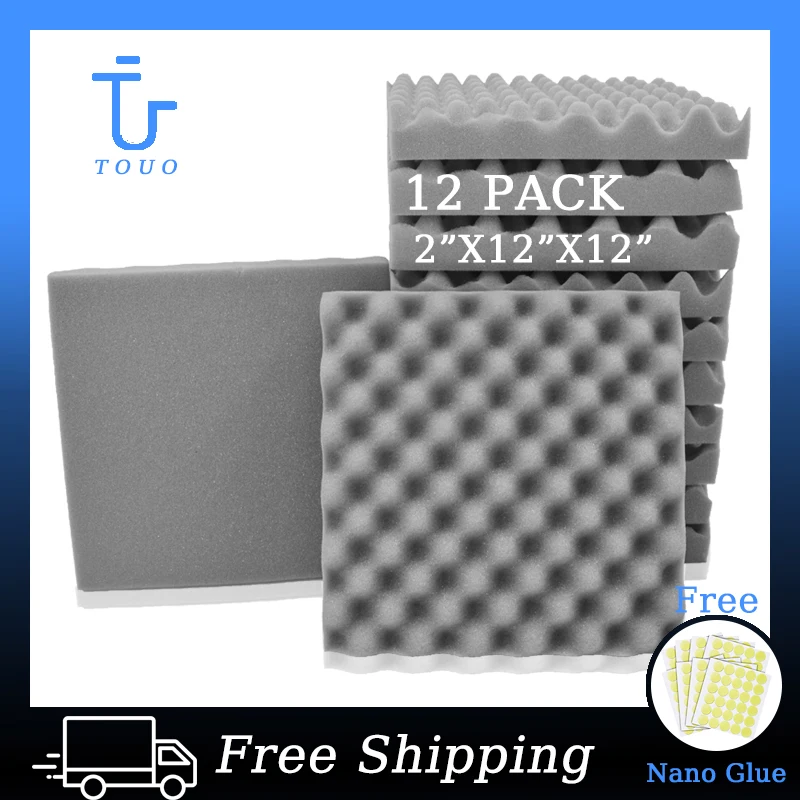 

TOUO Sound Proof Padding 12 Pack Soundproof Sound Foam Insulation For Wall Soundproofing Studio Wedge Tiles Acoustic Treatment