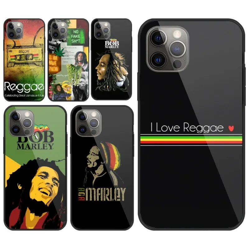 Reggae Marley Mobile Cell Phone Case for iPhone 15 14 13 12 11 XS X 8 7 6 Plus Mini Pro Max SE 2022 PC Glass Phone Cover Funda