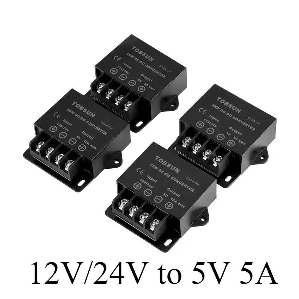 

12V/24V to 5V Voltage Regulator 12V to 5V 24V to 5V 3A 5A 10A 15A DC DC Converter Regulator Module Step Down Reducer for Car