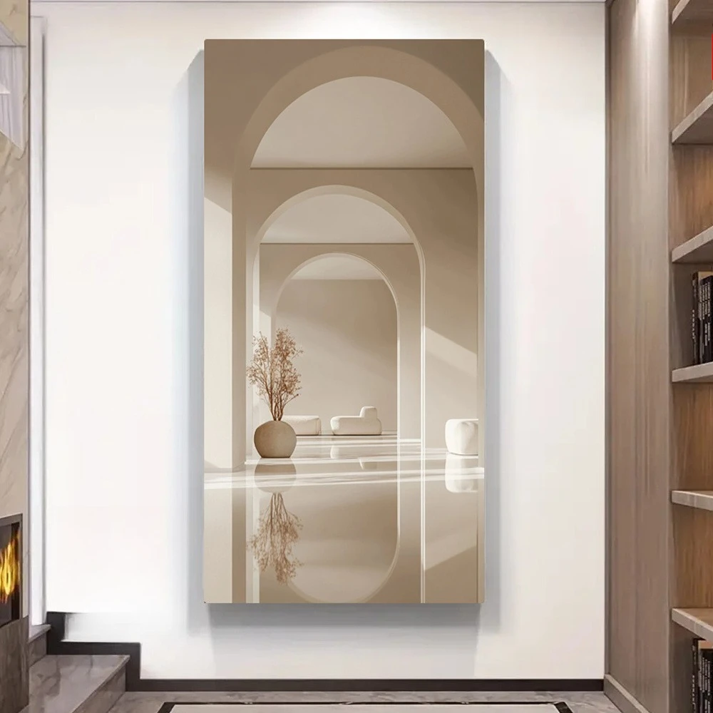 

2D Flat Modern Minimalist Beige Archway Canvas Wall Art Frameless Neutral Elegant Canvas Prints for Living Room and Office Decor