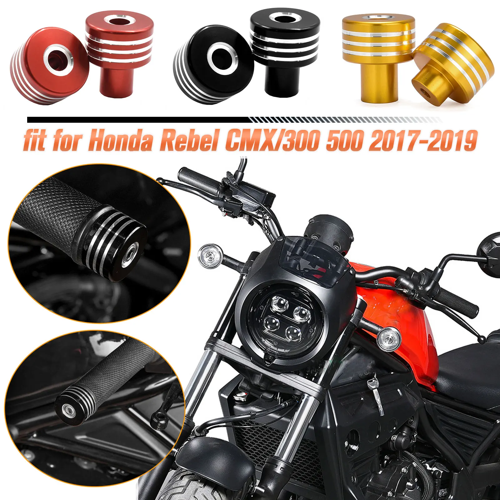 

Для Honda Rebel CMX500, CMX300 2017-2019 слайдер на конце руля с ЧПУ, наконечник стержня из алюминиевого сплава, заглушка крышки руля мотоцикла