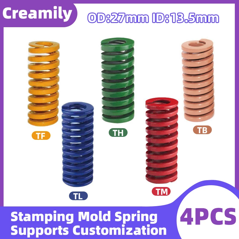 Creamily 4PCS Compression Mold Die Spring Rectangular Spring Stamping Coil Spring Out Dia 27mm Inside Dia 13.5mm Length 20-120mm