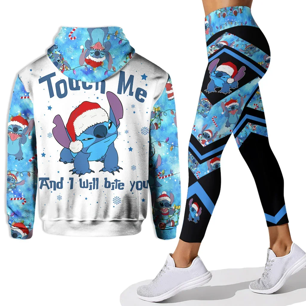 2024 3D-gedruckter individueller Stitch Hoodie Damen Hoodie Set Yogahose Damen Sporthose Disney Yoga Leggings Mode Sportbekleidung