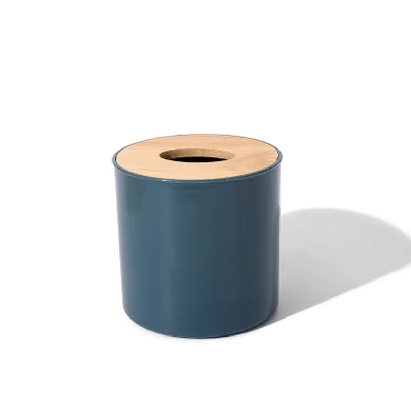 Toilet Paper Box Wooden Cover Round Tissue Box Solid Color Napkin Holder Case Simple Stylish Home Car Tissue Paper Dispenser